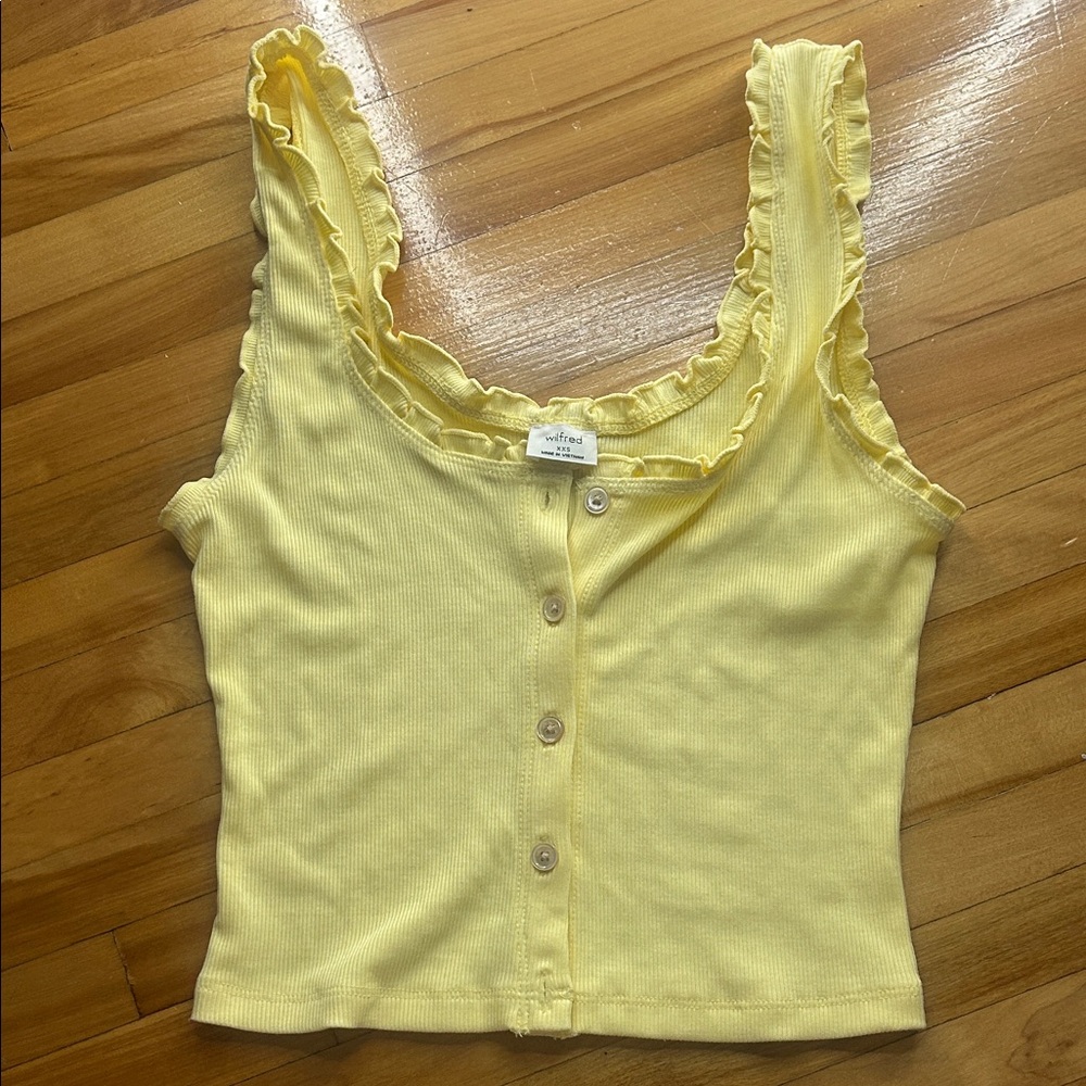 Self Esteem Yellow Ruffled Tank Top